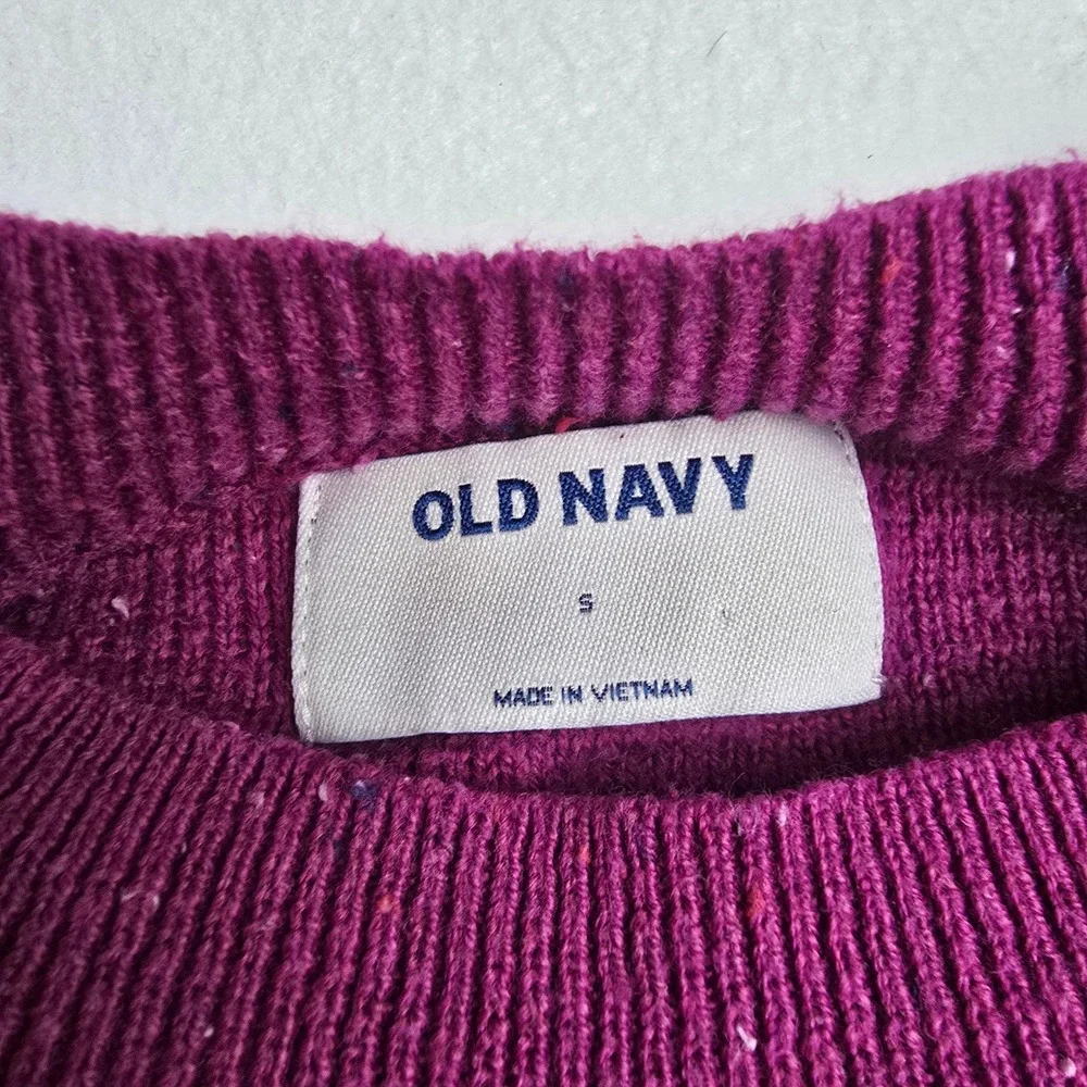 Old Navy Berry Pink Speckled Knit‎ Crew Neck Sweater Size Small